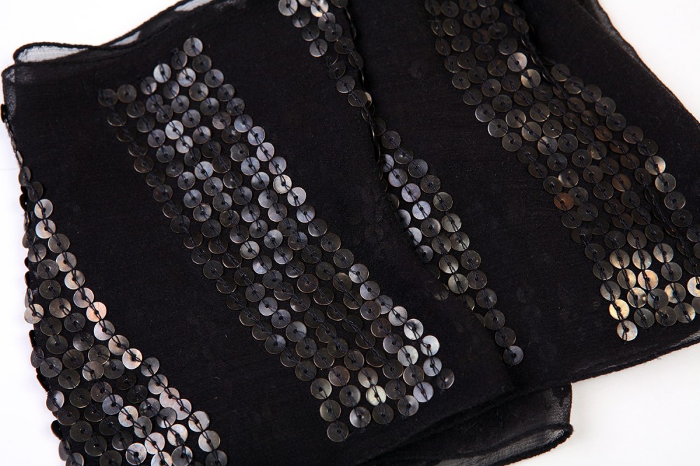 Block Stripe in Metallic Sequins<br/>100% Silk Chiffon